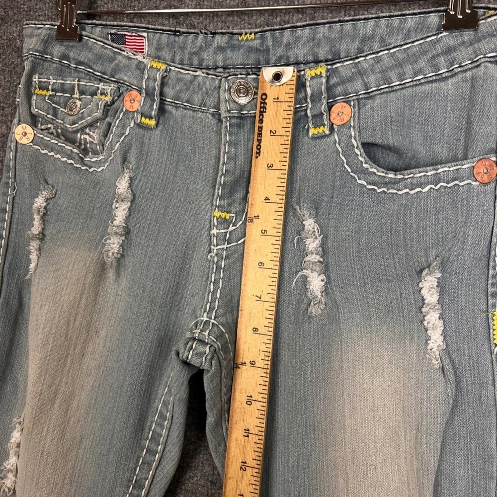 True Religion Skinny Jeans women 32 Blue Distressed Made In USA